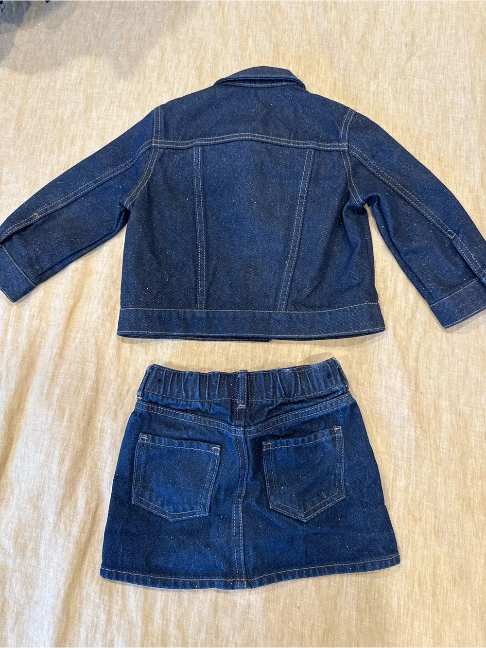 H&M Kids Navy Blue Denim Jacket and Skirt Set